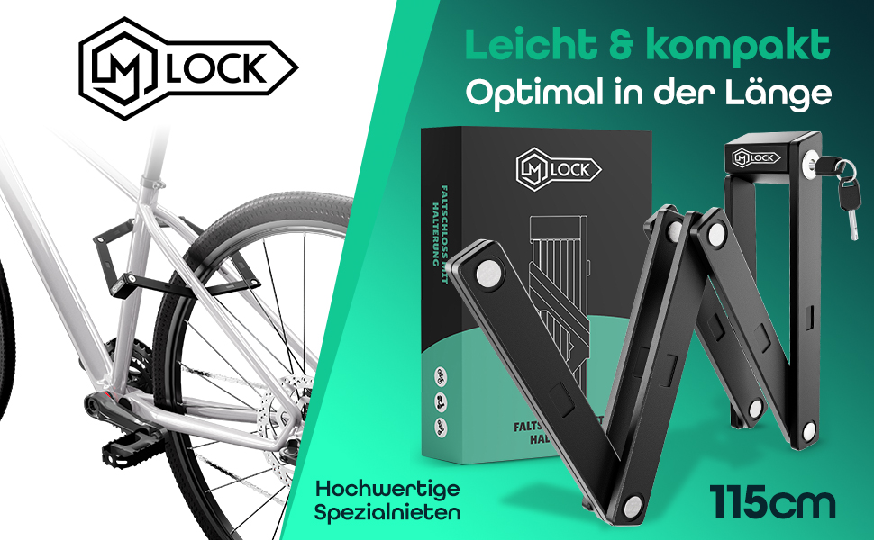 Складаний велосипедний замок M-LOCK 115 см, протиугінний, антикорозійний, з кріпленням та аксесуарами, висока безпека