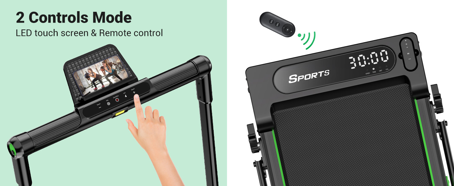 Бігова доріжка THERUN для дому, складний, з нахилом, 3 в 1 Walking Pad з 3 рівнями нахилу, 2.5PS, стіл-біговий тренажер з подвійною поверхнею для захисту колін, темно-зелений