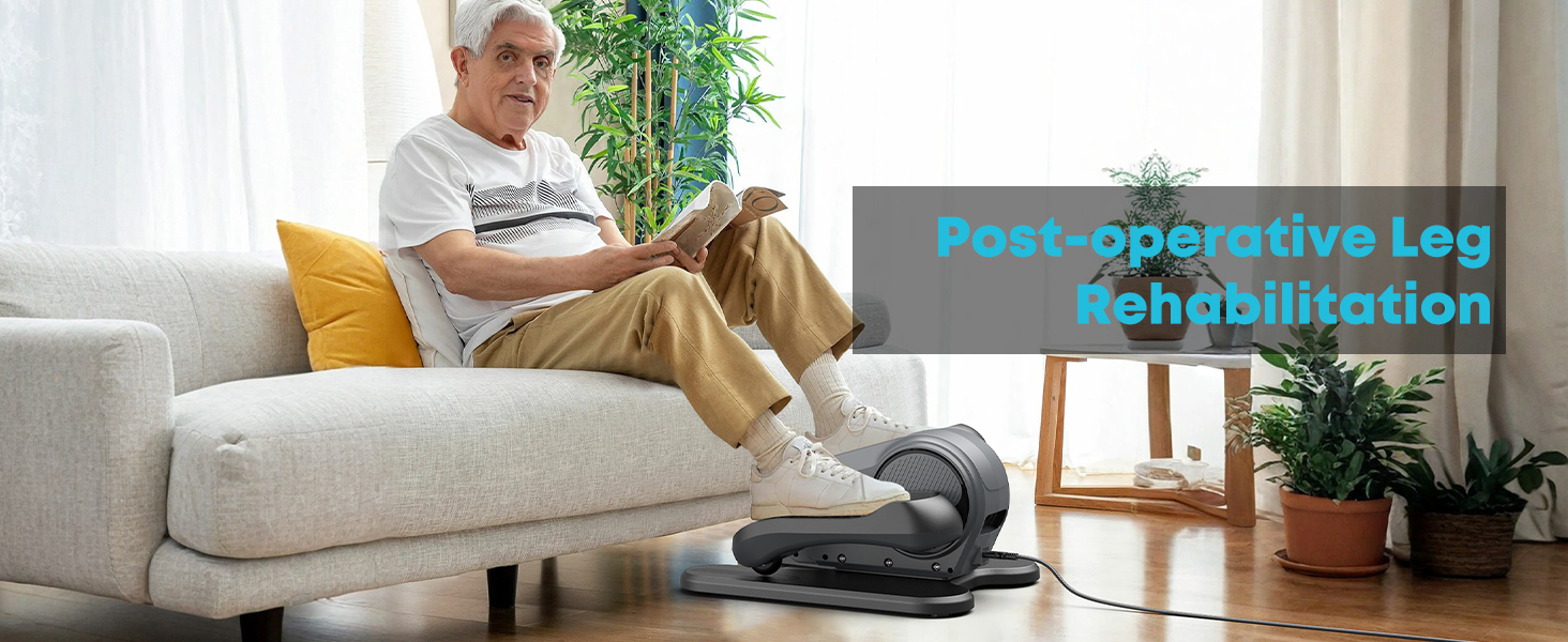 Еліптичний тренажер Gonex під стіл для літніх людей, електричний, з пульт дистанційного керування, 16 рівнів швидкості, ручний та автоматичний режими, сірий