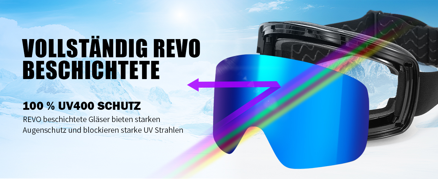 Скі-маска JQF Gear для унісекс YH227 з захистом від запотівання, анти-ковзаючим ремінцем, UV-захистом та регулюванням. Скі-окуляри для сноубордингу та катання на лижах, REVO покриття, червоно-чорний колір (VLT16%)