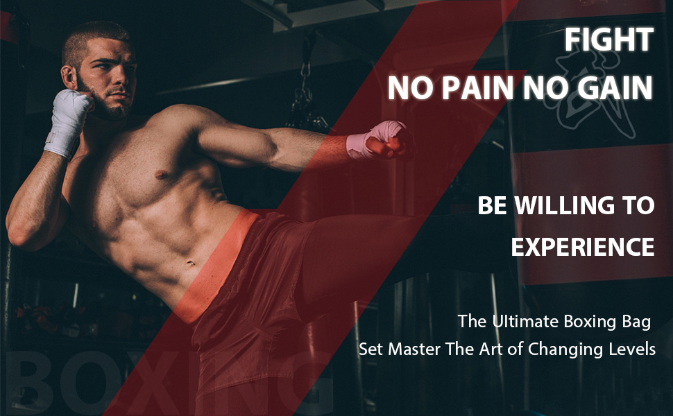 Боксерський мішок для підвішування (без наповнення) для MMA, Муай Тай, кікбоксингу. Комплект з міцною сталевою ланцюгом та чорним боксерським мішком + боксерські рукавички