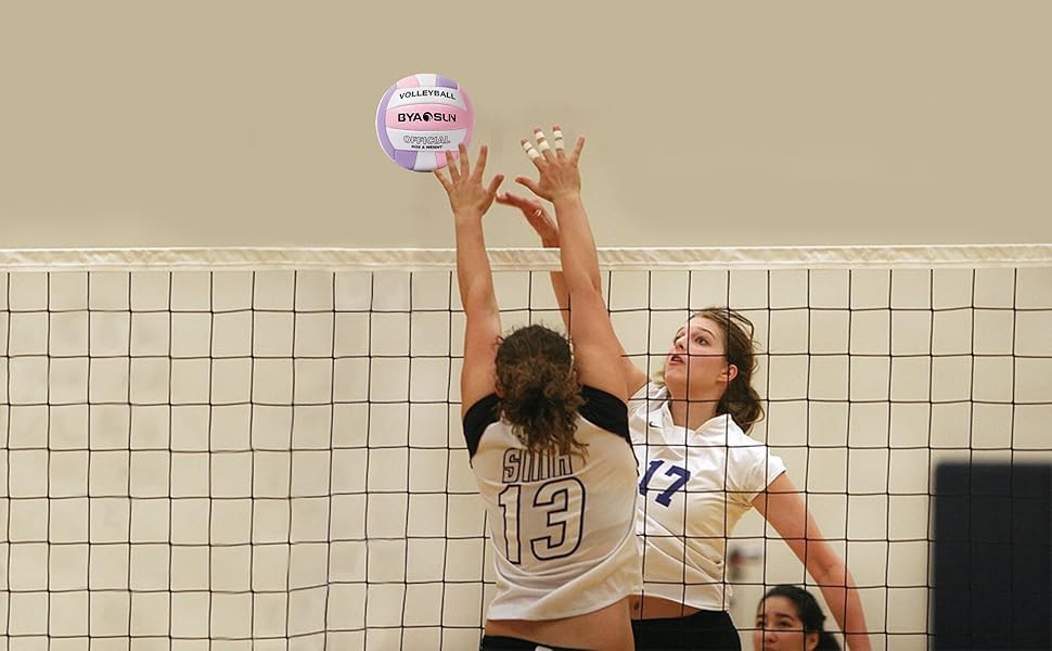 Волейбольний м'яч BYAOSUN для пляжу та залу, розмір 5, рожево-фіолетовий