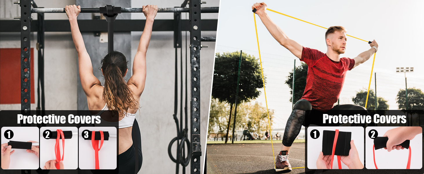 Фітнес гумки WuGU, набір з 4 рівнями опору, еластичні гумки для фітнесу, силових тренувань, йоги та пілатесу (фіолетовий, чорний, червоний, жовтий)