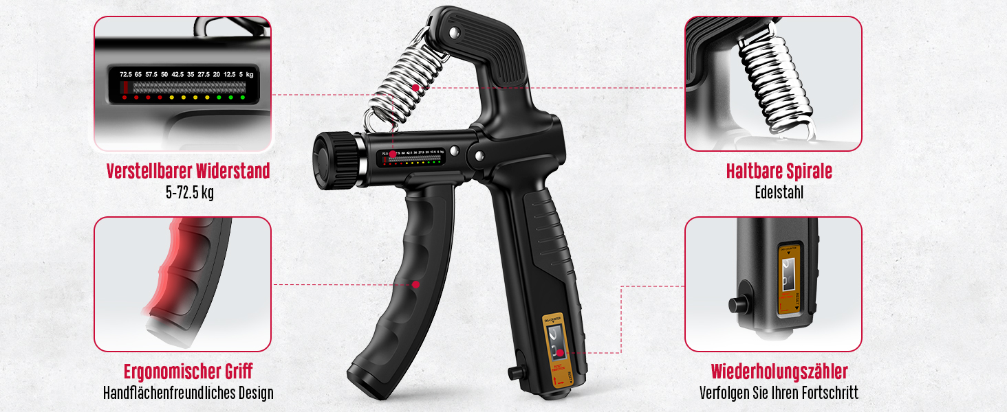 FitBeast Тренажер для рук та зап'ястя – набір 6 шт. з регульованим опором, тренажер сили хвата, тренажер пальців та масажні м'ячі для терапії рук, силових вправ та відновлення