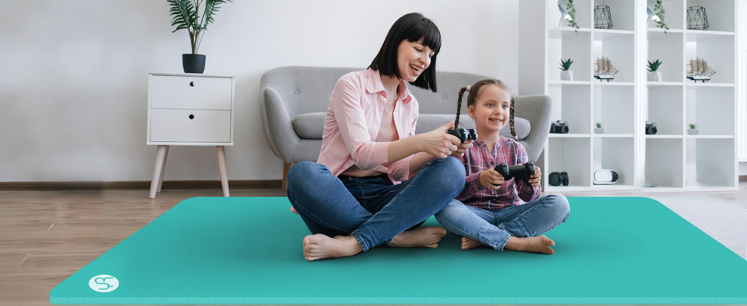 Килимок для йоги XXL 200x130 см: фітнес-мат з NBR, товщина 20/15/10 мм. Підходить для йоги, фітнесу, занять з дітьми та для людей похилого віку. Зелений, товщина 20 мм