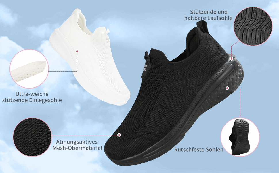 Чоловічі кросівки без шнурівків Slip-on, сірий, розмір 41 EU. Легкі, дихаючі, зручні спортивні кросівки для повсякденного носіння та бігу.