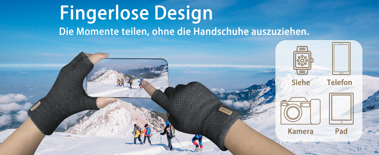 Кашемірові рукавички без пальців SUTIYO для чоловіків та жінок, теплі рукавички без пальців для водіння, їзди на велосипеді, спорту (темно-сірий)