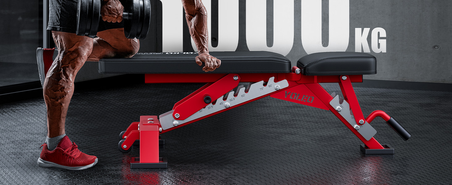 Лежанка для тренажерів YOLEO, професійна, регулюється, до 1000 кг, зі спинкою, що регулюється, для дому