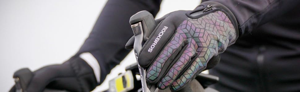 Велосипедні рукавички ROCKBROS зимові теплі з сенсорним екраном, антиковзні спортивні рукавички для їзди на велосипеді, бігу, фітнесу, XXL, чорно-кольорові