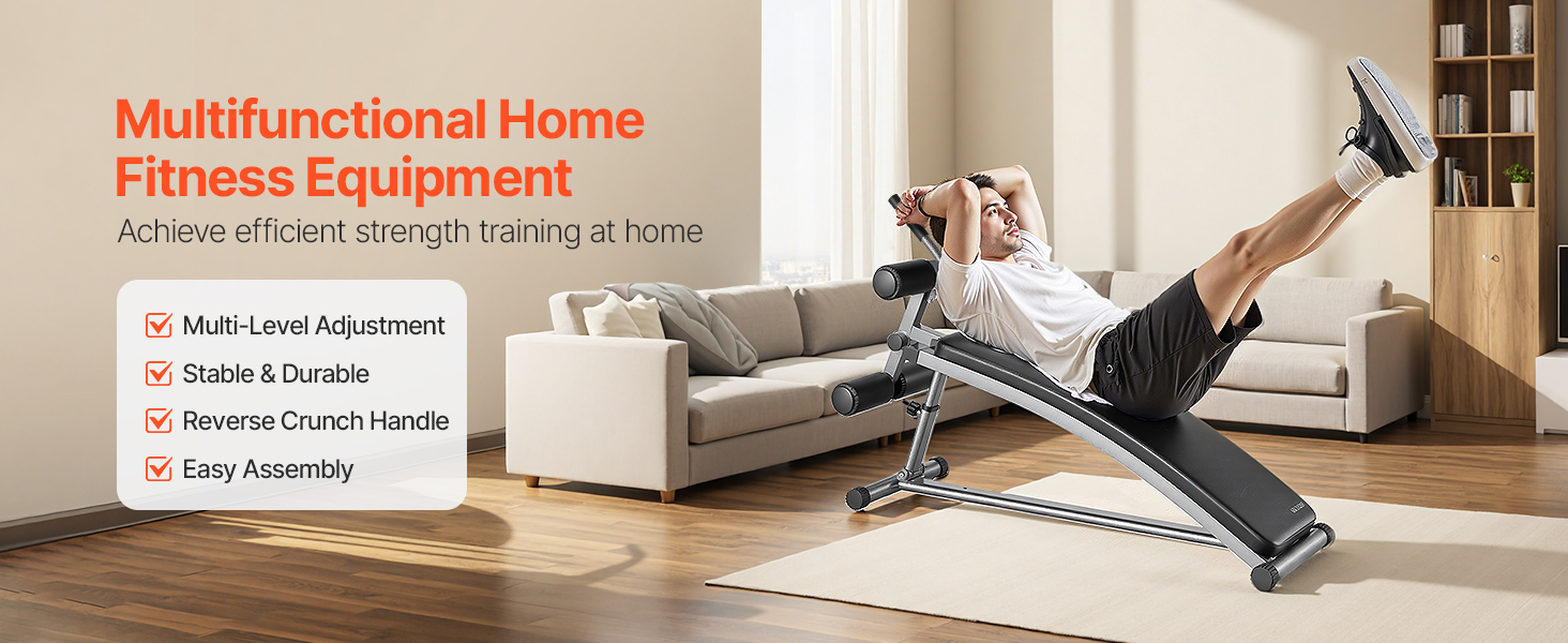 VEVOR Лавка для пресу з перевернутим хватом, регульована висота, міцна сталь, до 227 кг, для фітнесу вдома, силові тренування, розвиток м'язів всього тіла