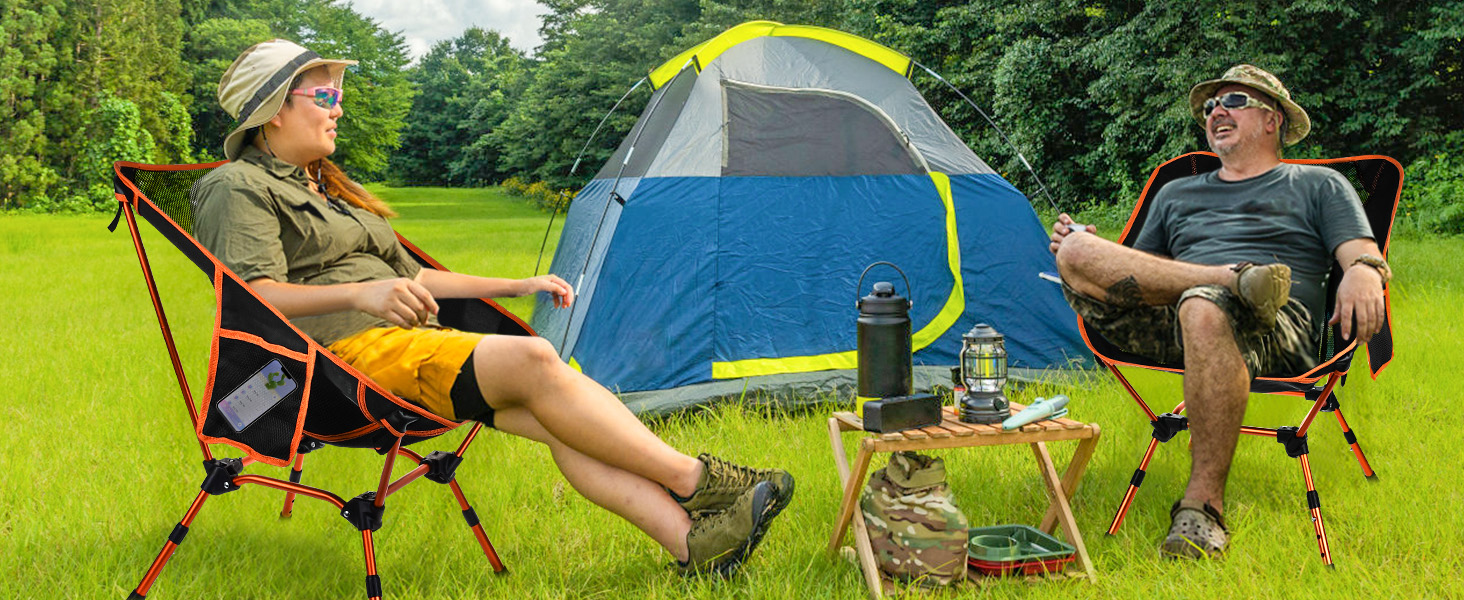 Складний туристичний стілець IEEILULU, 130 кг, для кемпінгу, пікніків, риболовлі, відпочинку на природі та подорожей. Оранжевий колір