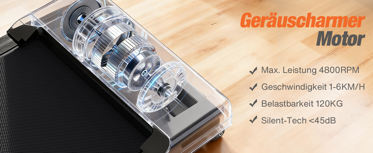 DH FitLife 2026 Walking Pad: Безшумне ходункове тренажерне обладнання з регулюванням нахилу до 6% | Для дому та офісу | З керуванням через APP | TÜV geprüft