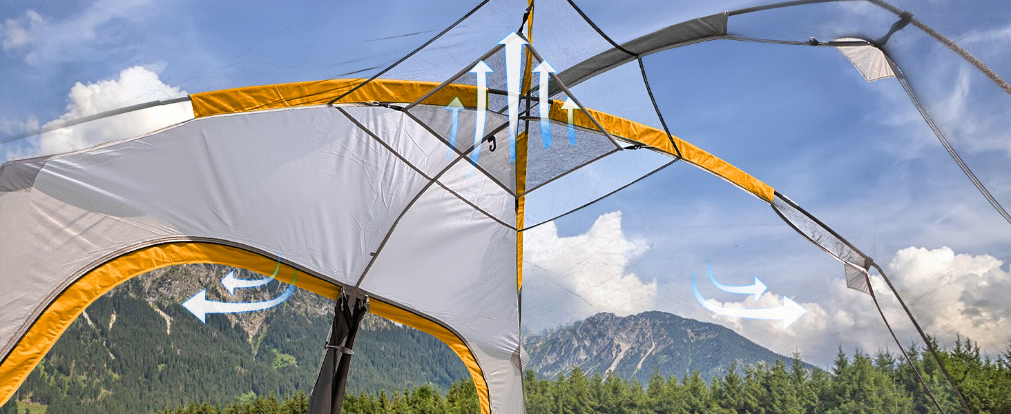 Намет сімейний CAMPROS Campingzelt 6 для 8 осіб, водонепроникний, 366x274x193 см, швидкий монтаж, 4 сезони, блакитний