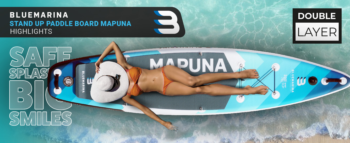 Надувна SUP дошка Bluemarina Mapuna 330x76x16 см - до 200 кг | 5 років гарантії