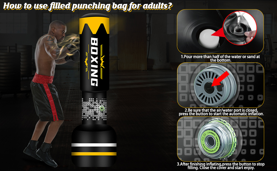 Boxsack YORWHIN для дорослих: 180 см, самонадувний, з рукавичками та помпою для MMA, муай-тай, фітнесу