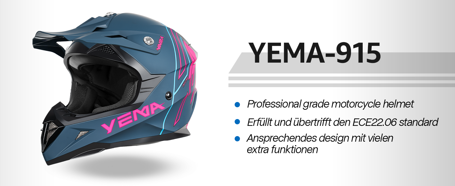 Мотокросовий шолом Yema YM-915 для ендуро, MTB, BMX, квадроциклів, повнолицевий, сертифікат ECE, для дорослих, чоловіків та жінок