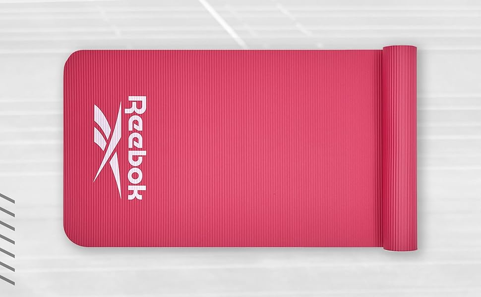 Килимок гумовий тренувальний Reebok, рожевий, 7 мм