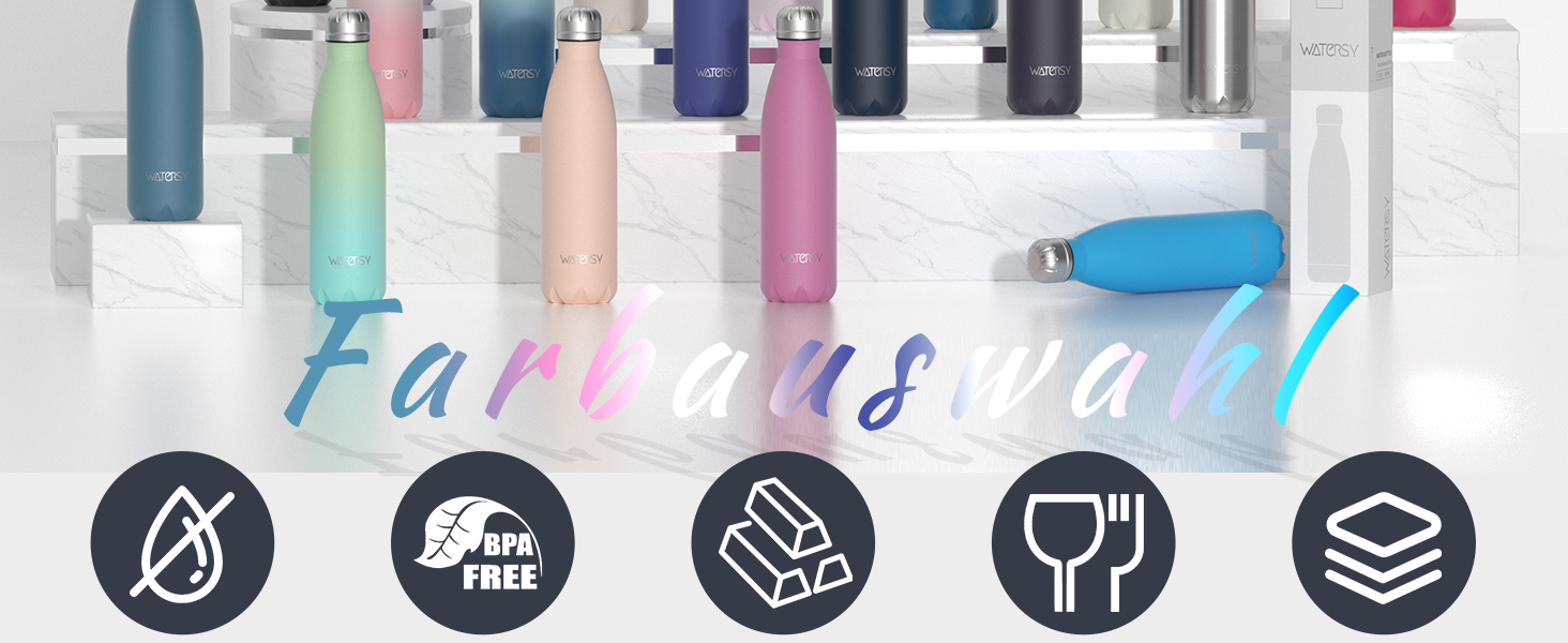 Термос-пляшка для спорту WATERSY 500 мл, нержавіюча сталь, дитяча, з подвійними стінками, чорна, без BPA