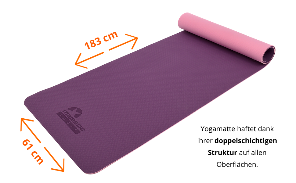 Гімнастичний килимок для йоги з чохлом, нековзкий, TPE, 183x61x0,6 см, для фітнесу, пілатесу та гімнастики