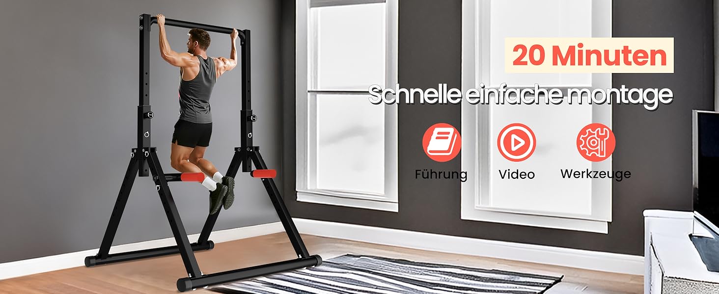 Стійка для віджимань та підтягувань DOBESTS - багатофункціональний фітнес-тренажер, регульована висота, чорний