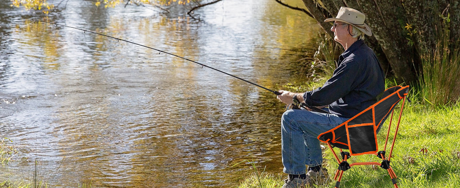 Складний туристичний стілець IEEILULU, 130 кг, для кемпінгу, пікніків, риболовлі, відпочинку на природі та подорожей. Оранжевий колір