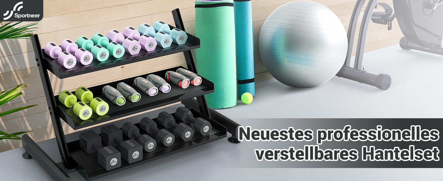 Регульовані гантелі Sportneer 5-в-1: набір гантелей для дому, силові тренування, 5 кг