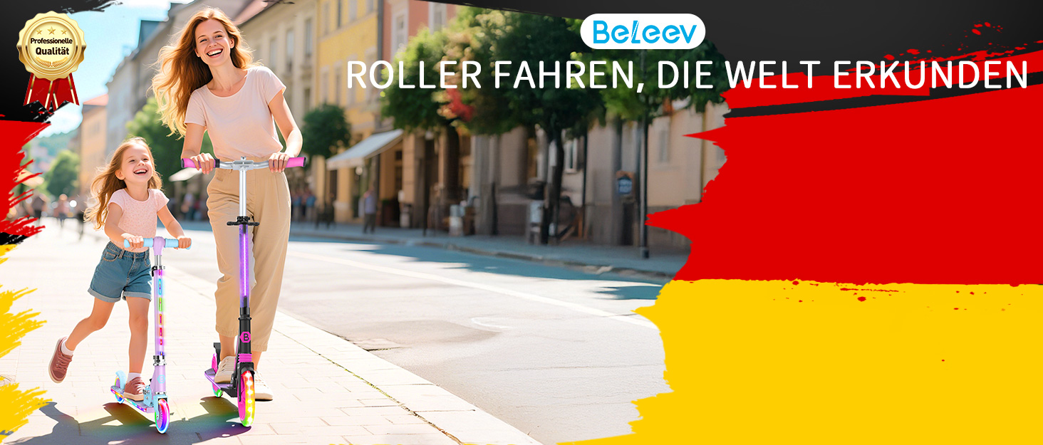 Ролики для дітей BELEEV - рожеві, регульовані, з LED-підсвіткою, 34-37 EU