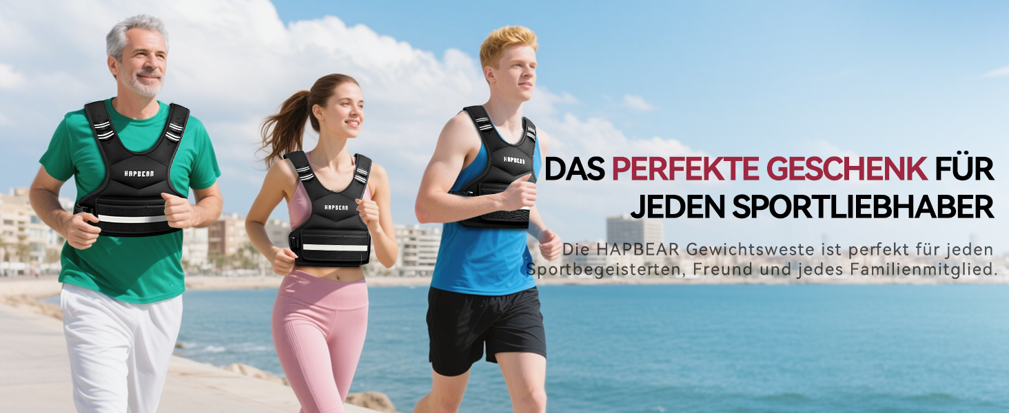 Вага для тренувань HAPBEAR регульована, 1.8–4.5 кг, для чоловіків та жінок, з кишенею для гантелі, ідеальна для фітнесу, силових тренувань, бігу та схуднення, чорна