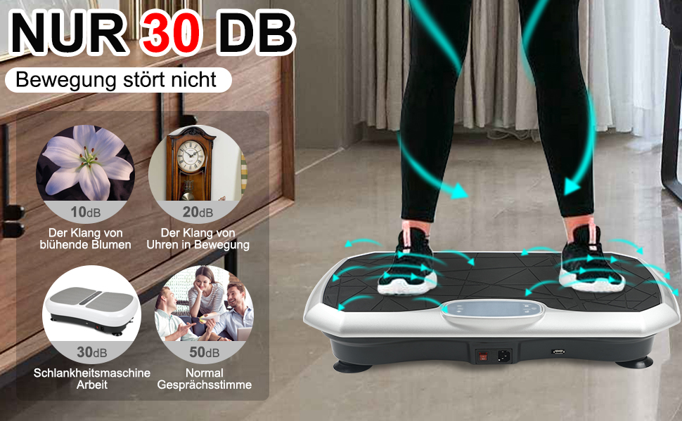 Вібраційна платформа Triclicks для тренувань всього тіла - 5 програм, з пультом дистанційного керування та еластичними стрічками, для схуднення та фітнесу вдома