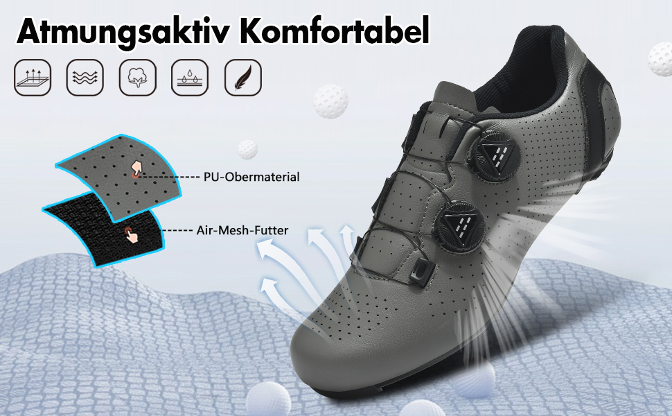 Велосипедні шкарпетки для чоловіків та жінок, шосейні велотуфлі, сумісні з SPD, SPD-SL, Look Delta/Keo | Універсальні велотуфлі для Peloton, шосе та занять велотренажера | Легкі та дихаючі (46 EU, Сірий)