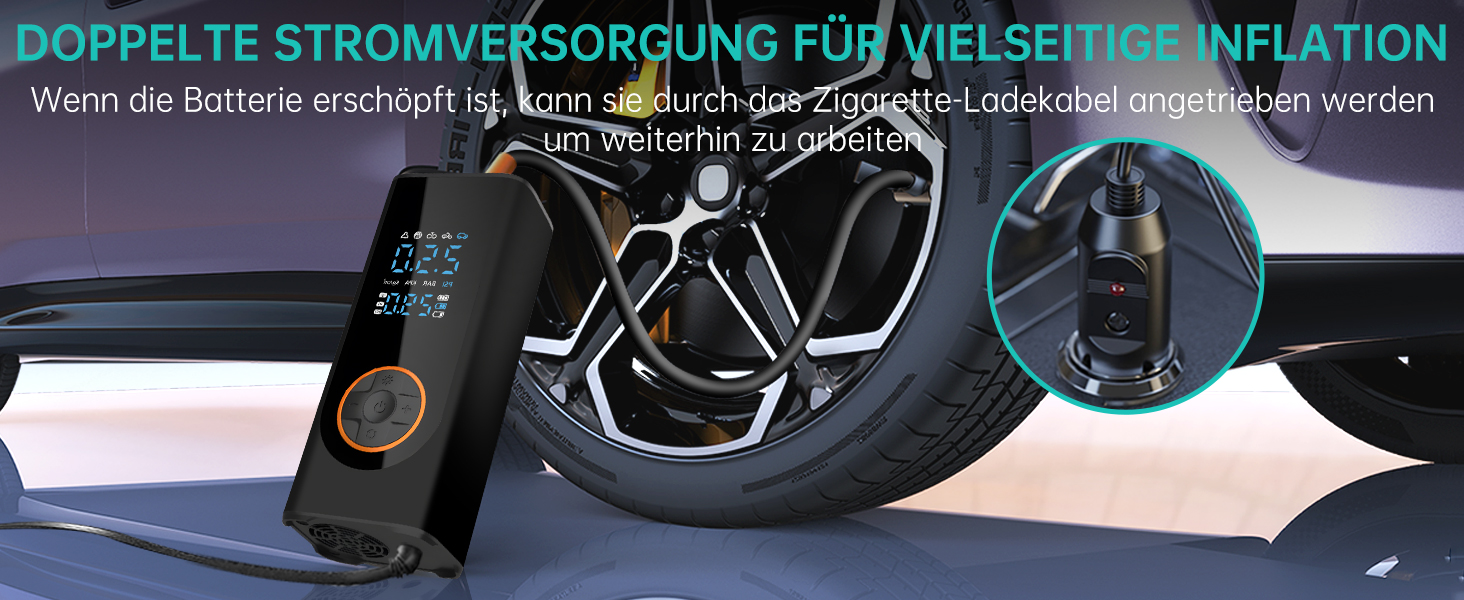 Бездротова електрична повітряна помпа 150 PSI, 6000mAh, компресор для велосипедів, мініатюрна портативна помпа з LED-ліхтариком та автостопом, перезаряджувана помпа для авто, DC 12V