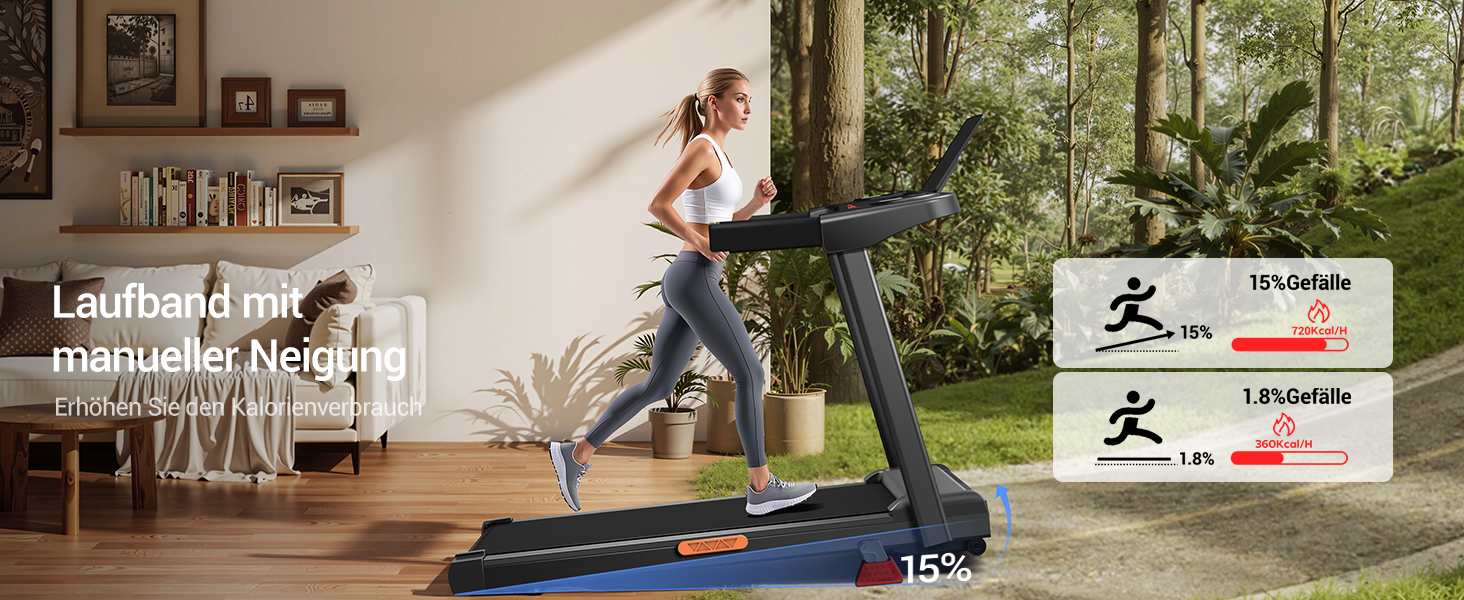 Біговий тренажер CURSOR для дому з нахилом 15%, швидкість до 12 км/год, максимальне навантаження 136 кг