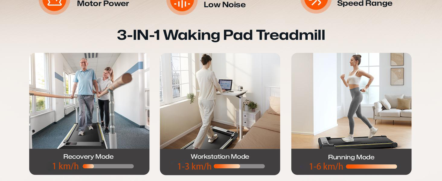 UREVO Smart Walking Pad - компактний тихий біговий столик з амортизацією, додаток для фітнесу, до 136 кг, для дому/офісу, чорний