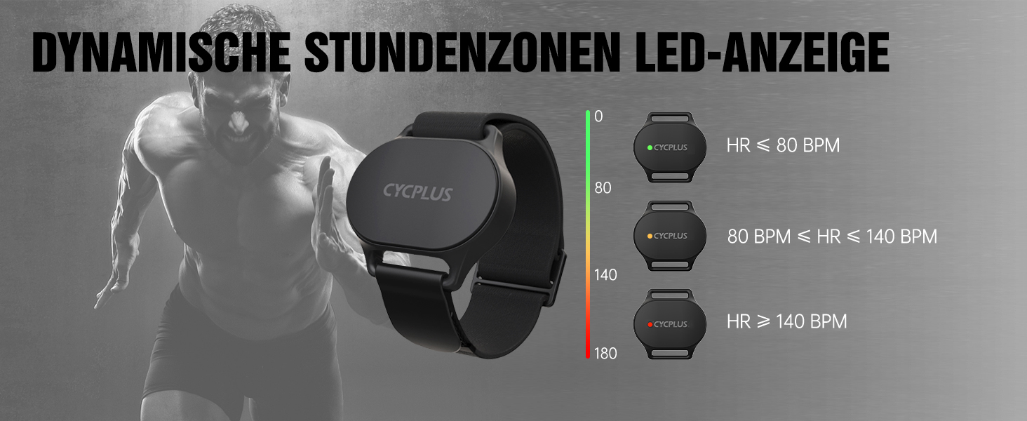 Пульсометр на браслет CYCPLUS з Bluetooth 5.1 та ANT+, LED-індикатор зон пульсу, водонепроникність IP67, для бігу, їзди на велосипеді, фітнесу та спорту (чорний)