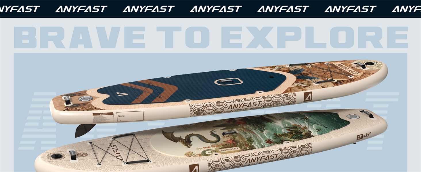 Надувне SUP-дошка для риболовлі Anyfast 335x88 см - Ultrastabil, з насосом, кріпленням для камери, ручкою для дітей, тросом, рюкзаком та аксесуарами 