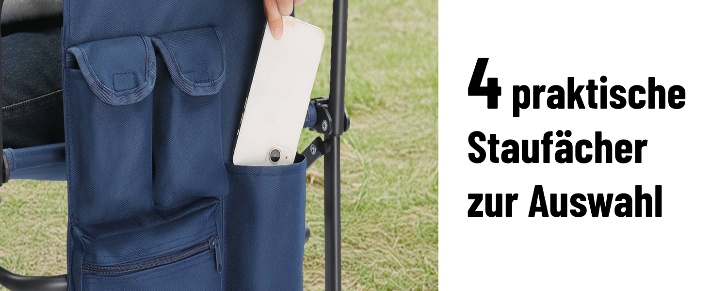 Складний туристичний стул LEADZM з бічним столиком та відділенням для зберігання, 120 кг, 600D Oxford, метал, 62x60x92 см, коричневий