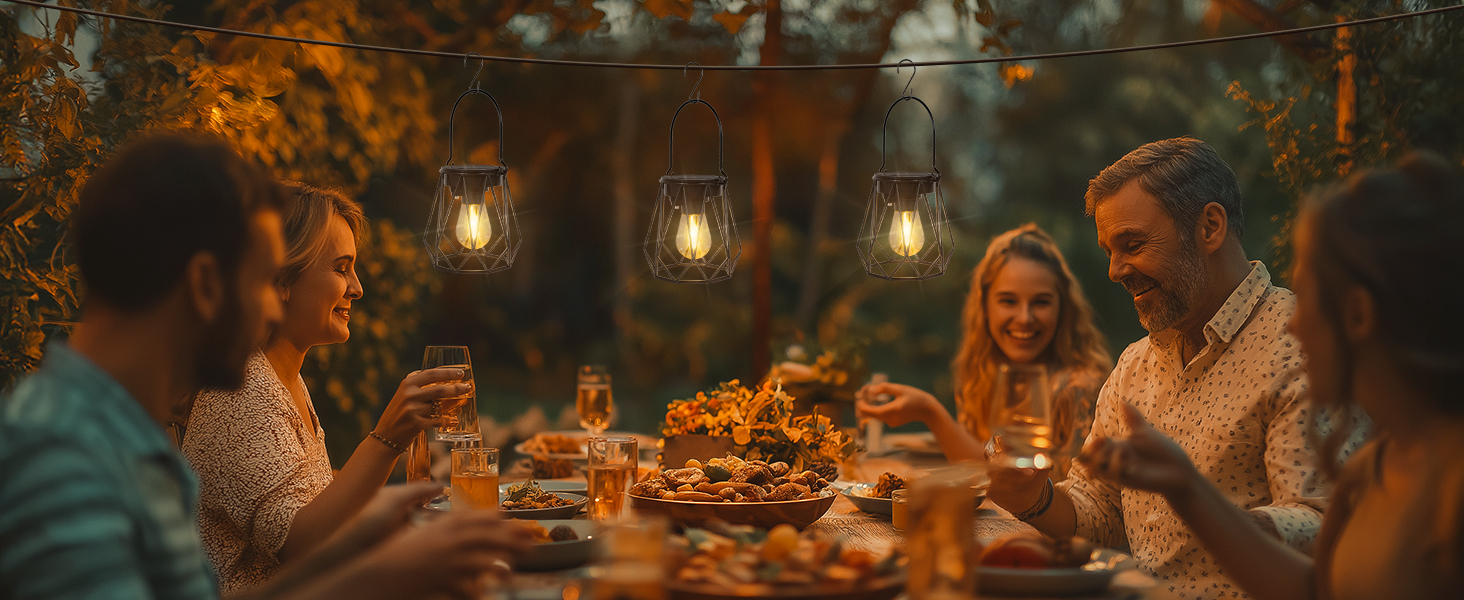 Сонячні ліхтарі для саду та вулиці, 2 шт. - Водостійкі металеві ліхтарі LED, для газону, патіо, кемпінгу, чорні, восьмикутні