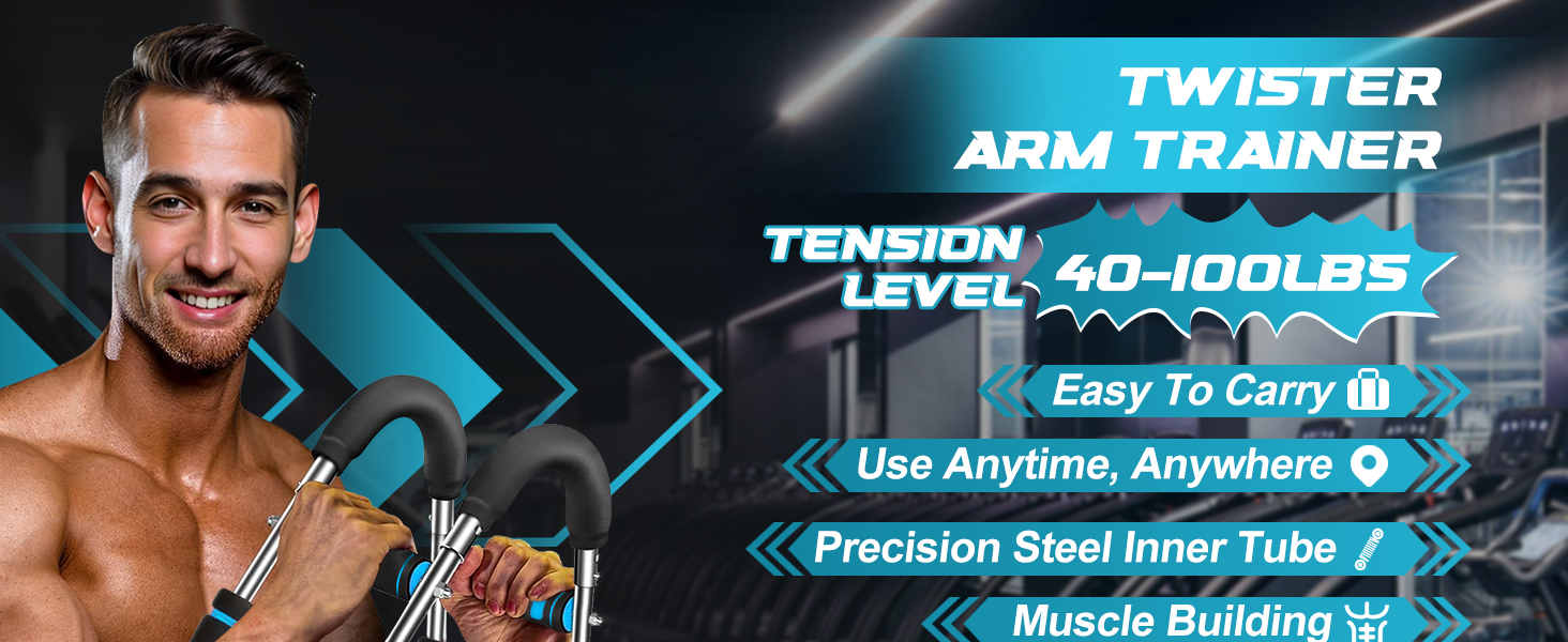 Тренування рук Twister з 6 рівнями (30-50 кг/30-150 lbs), портативний тренажер для грудних м'язів зі знімним дизайном - тренажер для грудей чоловіків для дому, офісу та подорожей, червоний 30-100 lbs, 4Spring (синій 40-100 lbs)