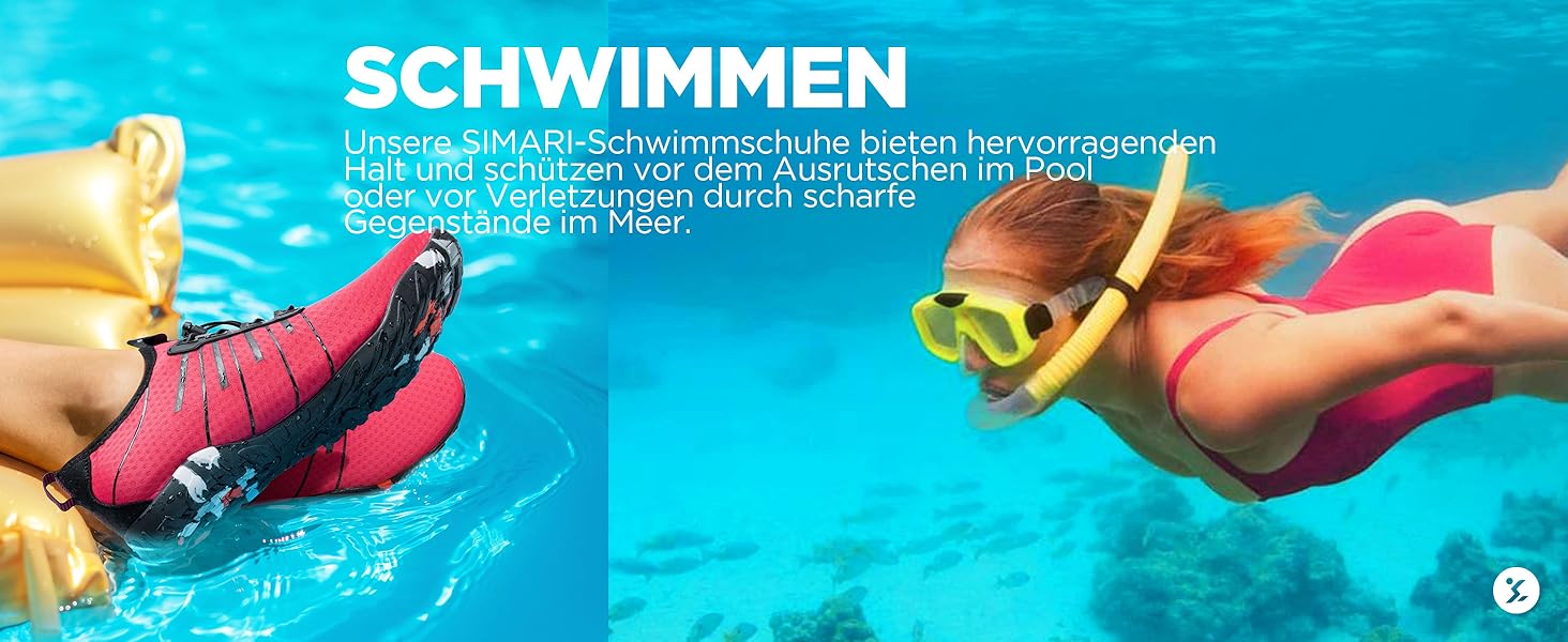 Водні черевики SIMARI WP001 для жінок та чоловіків, швидковисихаючі, для плавання, дайвінгу, серфінгу, йоги та відпочинку на природі. Розміри: 42 EU (216 Lila, 209 Gray Stripe)