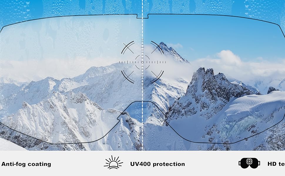 Скі-маска Hioutdoor для сноуборду та гірськолижного спорту: захист 100% від UV, антитуманне покриття, сумісна з шоломом, подвійна лінза, вітрозахист, комфортна підкладка, чорне обрамлення, червона лінза (VLT 15%)