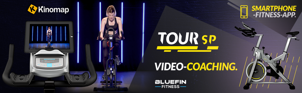 Велотренажер Bluefin Fitness Tour SP Kinomap Bluetooth Чорний/Сріблястий