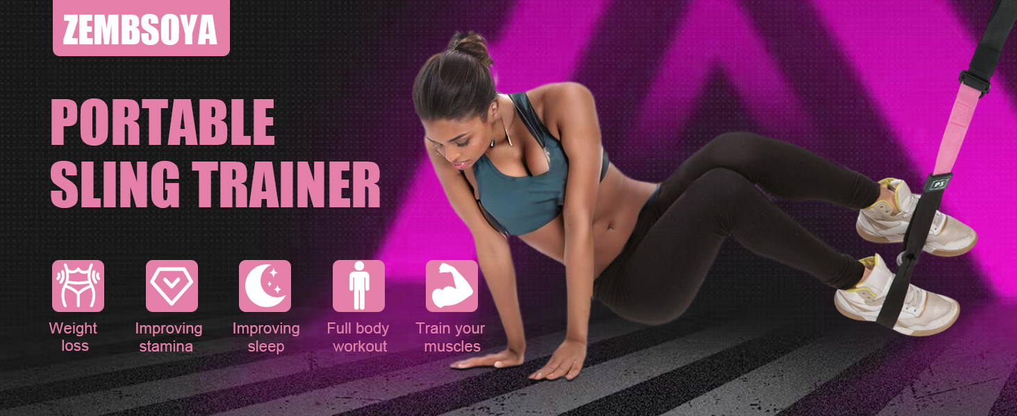 Слінг-тренажер для повного тіла для домашнього спортзалу. У комплекті: сумка-мішок та інструкція. Рожевий колір