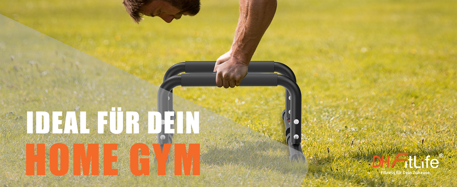 DH FitLife Регульовані бруси для калістеніки (30-35см) | 2-рівневі ручки для віджимань & паралелі | Бруси для віджимань з вагою до 200кг | Стриж для підтягувань для фітнесу та спорту | Для занять в приміщенні та на вулиці