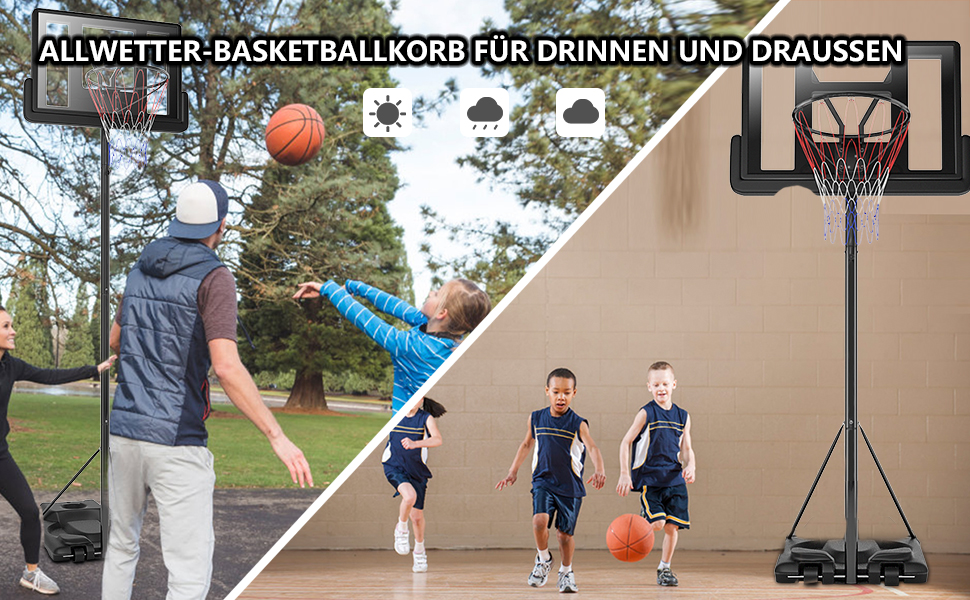 Баскетбольне кільце GOPLUS з підставкою на колесах, регульована висота 180-305 см, для дорослих та підлітків