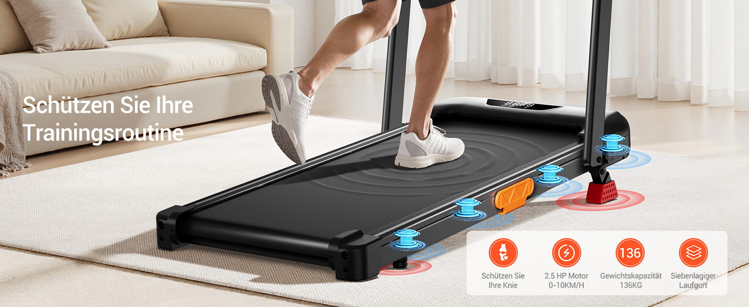 Бігова доріжка Lontek для дому, складана з нахилом 15%, Walking Pad до 136 кг, з пультом - чорна