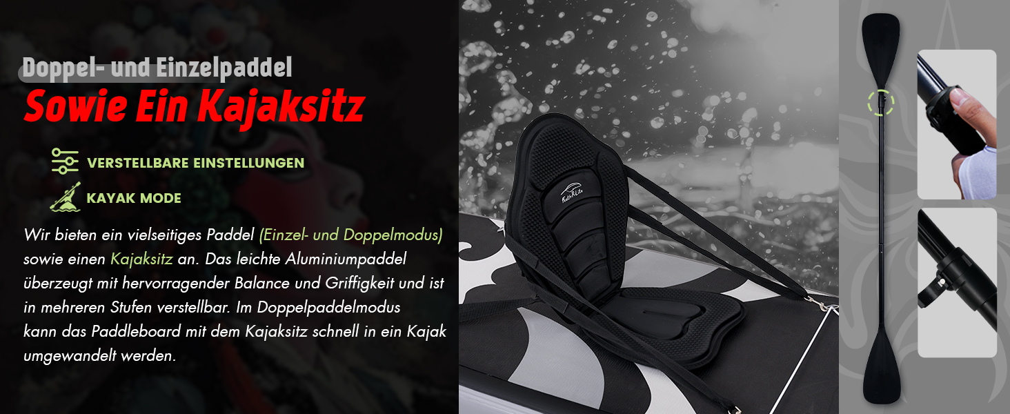 SUP дошка FEATH-R-LITE надувна з веслом та аксесуарами, чорна, 11 футів, для дорослих та підлітків