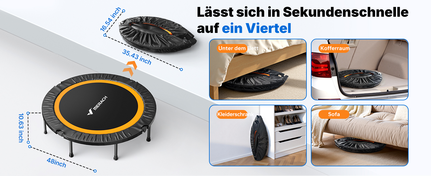 Міні-трамплін MERACH 102/122 см - фітнес-трамплін, до 150 кг, без ручки