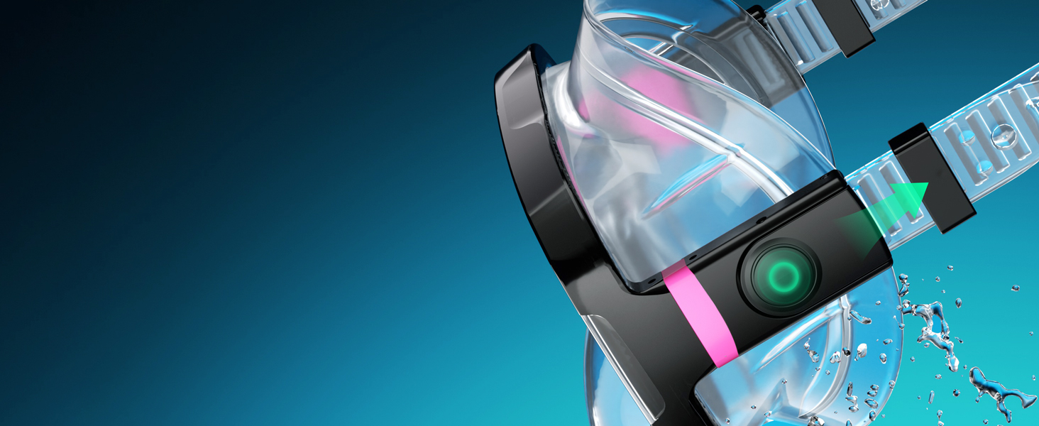 Набір для снорклінгу G2RISE для дорослих: маска та трубка, чорно-рожевий