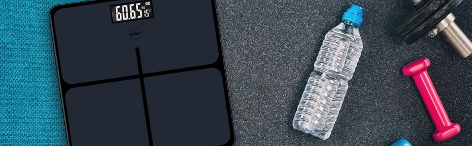 Електронні ваги Eldom GWO270 – ваги для людей з LED-дисплеєм, високою точністю, вимірюванням температури, 50 г точності, загартоване скло, антиковзаюча поверхня, автоматичне вмикання/вимикання, до 180 кг, 26 x 26 см