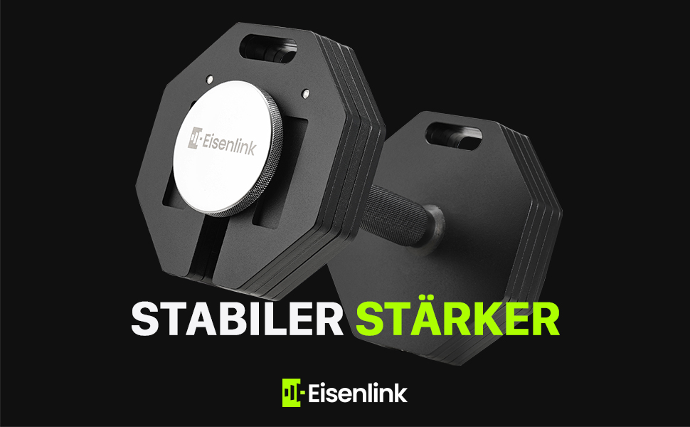 Гантель регульована восьмигранна Eisenlink 20-36 кг, сталева, з антиковзним грифом, для фітнесу вдома та в залі